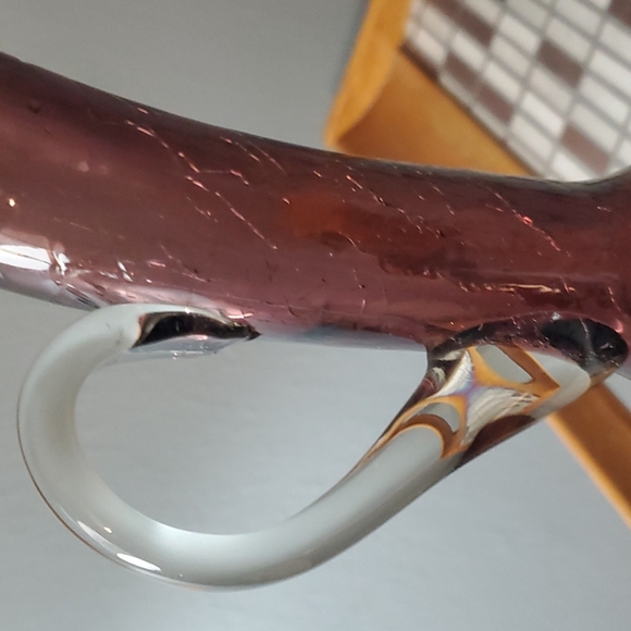 Purple Crackled Bischoff Glass Cruet Bottle Decanter Genie with stopper Vintage - Picture 3 of 8